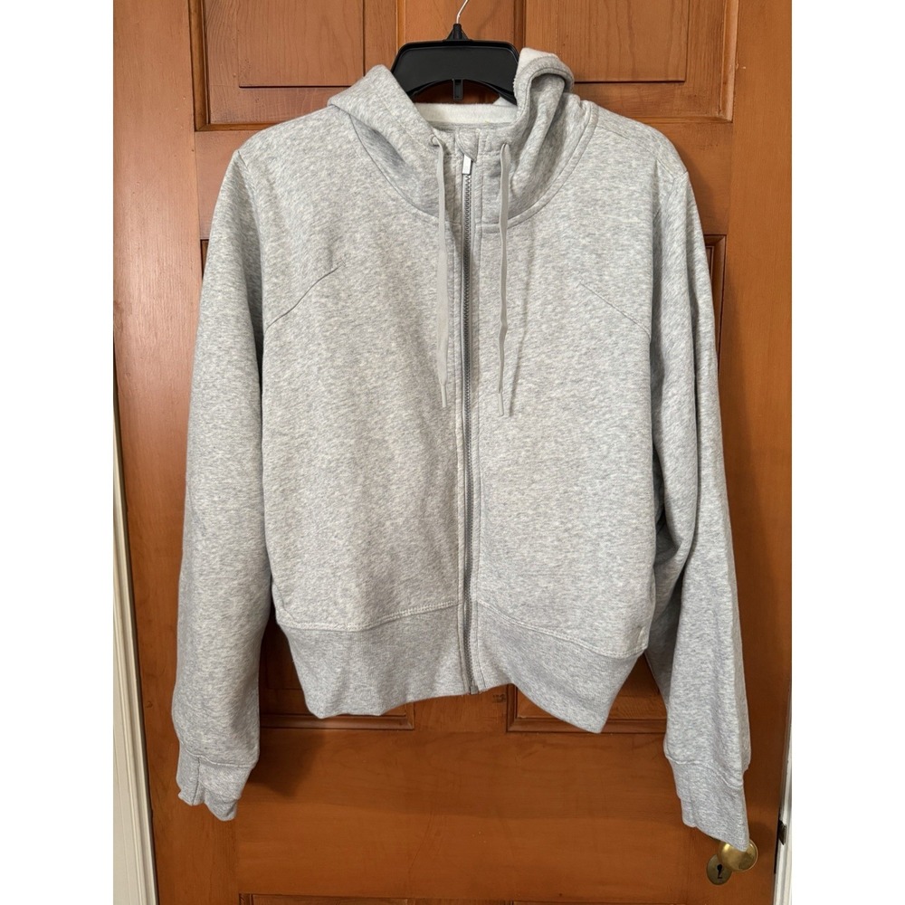 Women's All In Motion Heather Gray Fleece Cropped Zip-Up Hooded Sweatshirt 1X